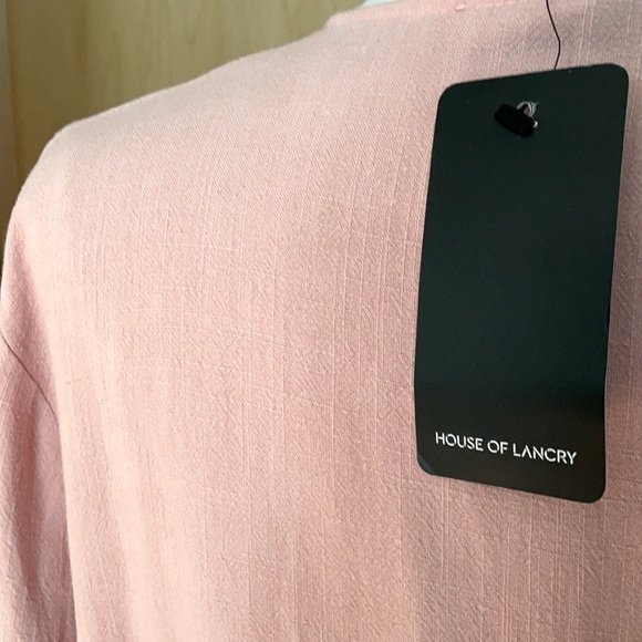 π¬π§ NWT House Of Lancry Blush Pink Long Wrap Linen Dress, Size L - Picture 13 of 16